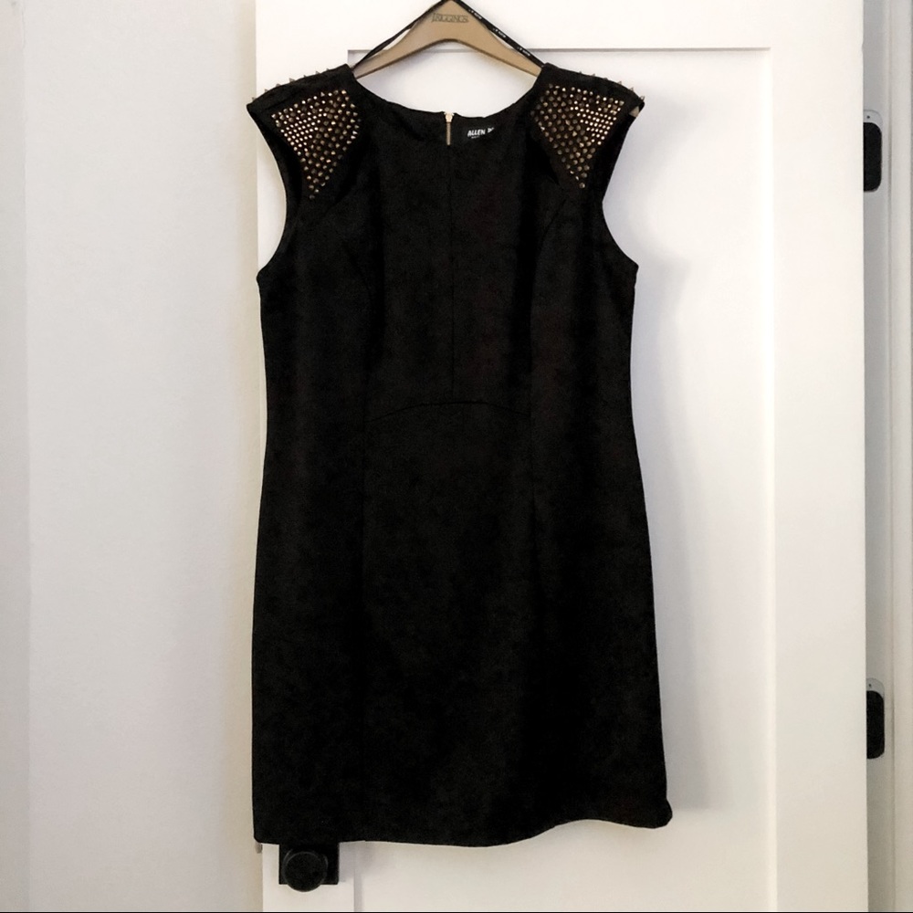 Allen B: little black dress W gold spikes